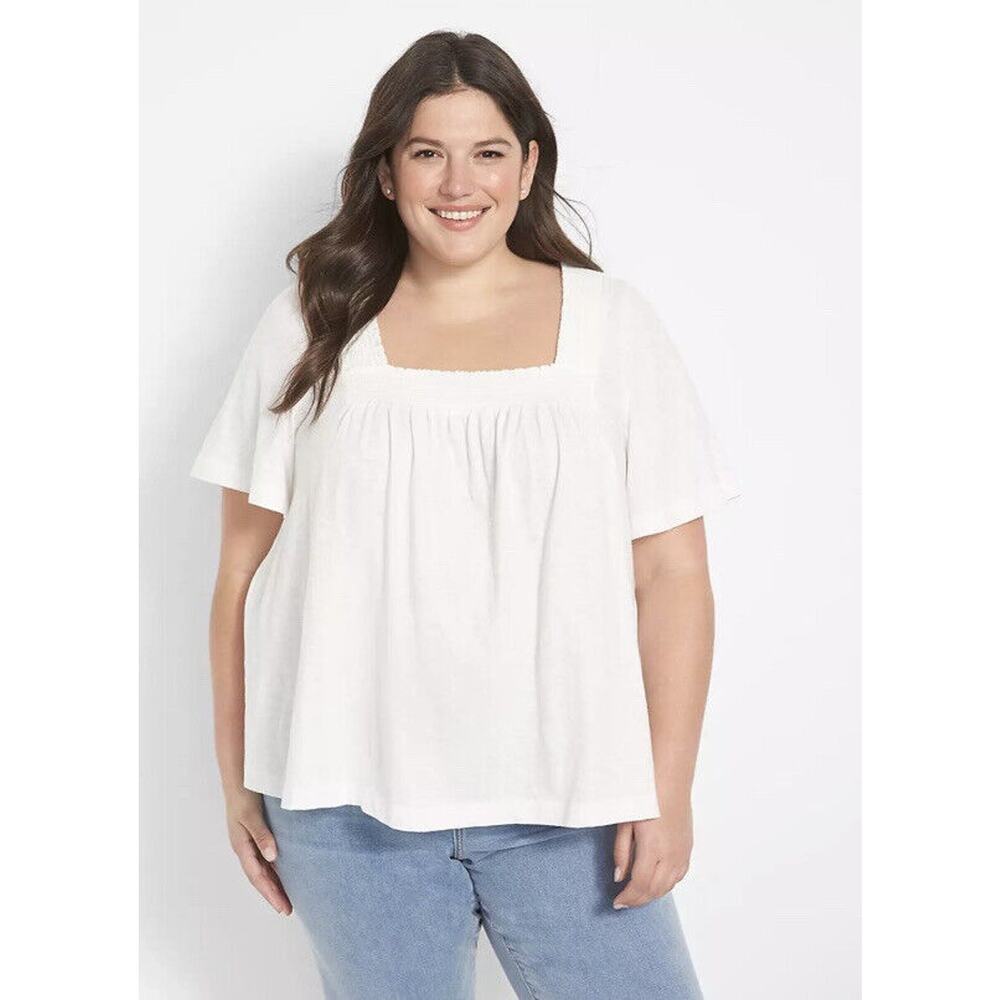 New Lane Bryant Womans Short Sleeve Sz 14/16 Plus White Tee NWT